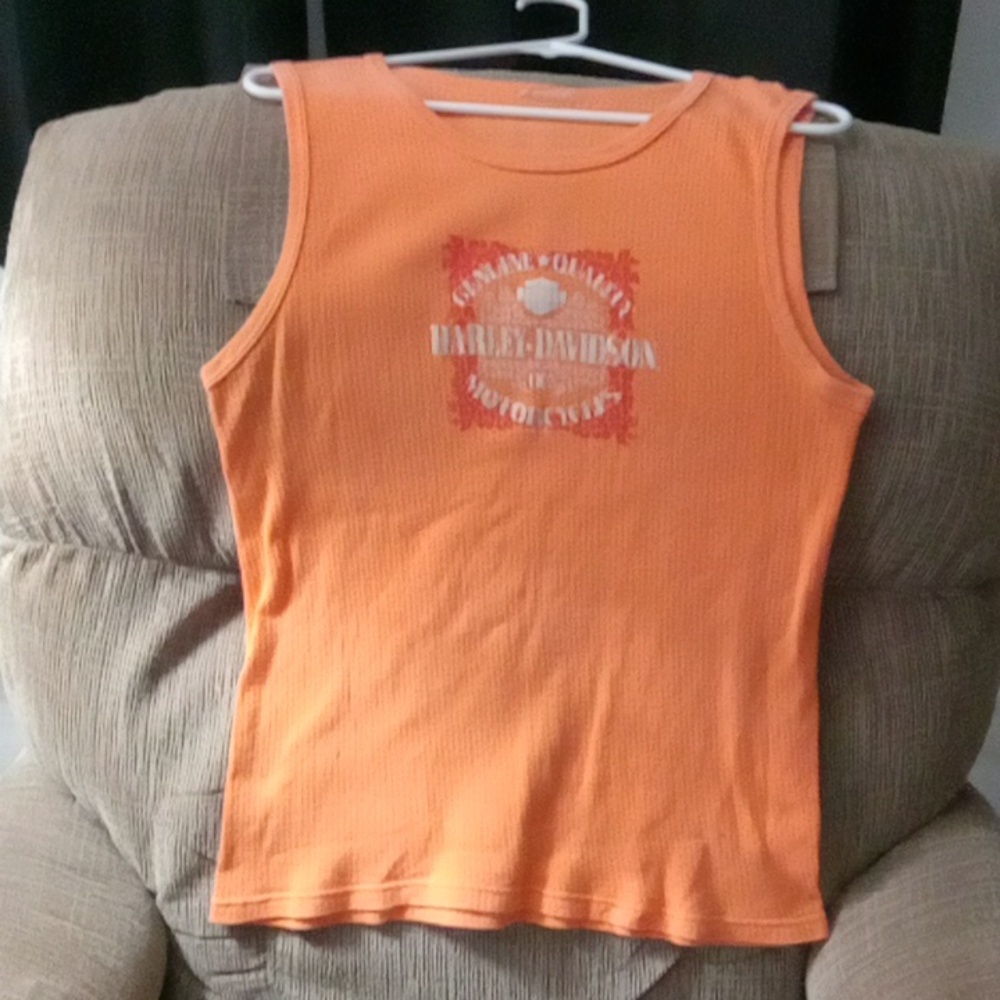 Harley-Davidson Orange Tank Top with White Logo